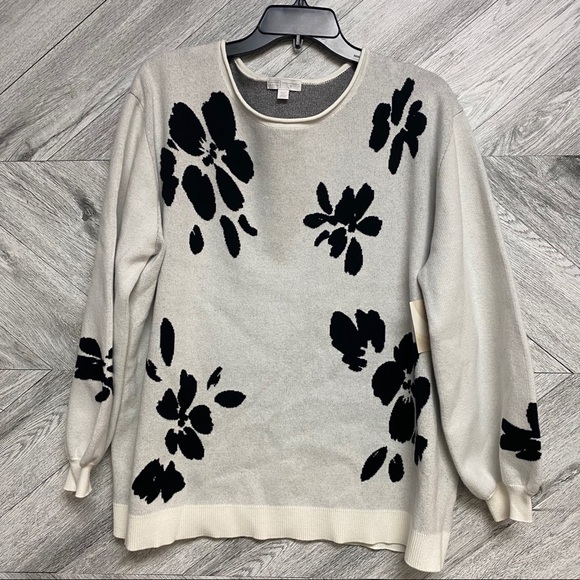 14th & Union Floral Jacquard Knit Sweater Oversize - Picture 4 of 8